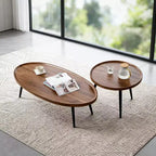 Table basse moderne lot de 2, table basse gigogne 80 + 48 cm, table d'appoint cocktail en bois, table centrale d'appoint pour salon chambre bureau