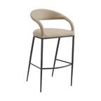 Chaise de bar basse de 30 pouces en similicuir beige et noir et fer forgé