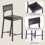Tabourets de bar 2/4 pièces, chaises de bar de cuisine rembourrées en similicuir avec dossier et repose-pieds, hauteur de comptoir