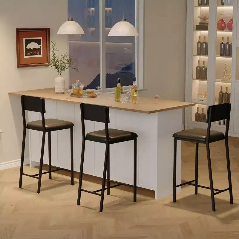 Tabourets de bar 2/4 pièces, chaises de bar de cuisine rembourrées en similicuir avec dossier et repose-pieds, hauteur de comptoir