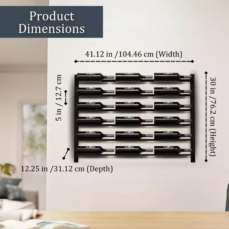 Range-bouteilles mural en métal pour 18 bouteilles, porte-bouteilles de vin moderne, organisateur de rangement pour bar et cuisine