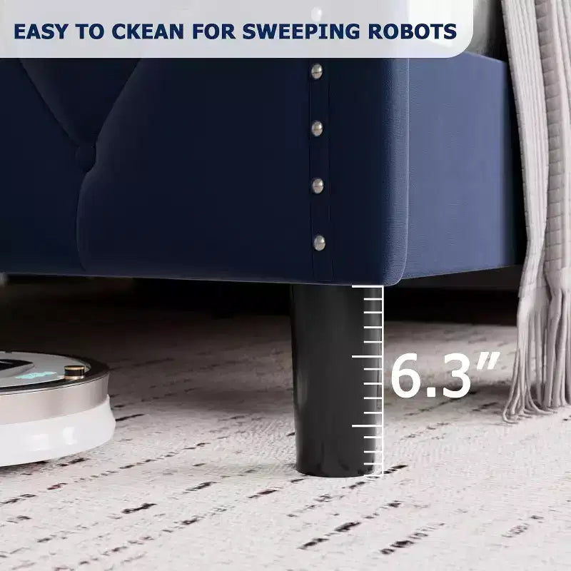 Cadre de lit double avec tête de lit ailée, lit plateforme capitonné à quatre tiroirs, aucun support de matelas nécessaire, noir