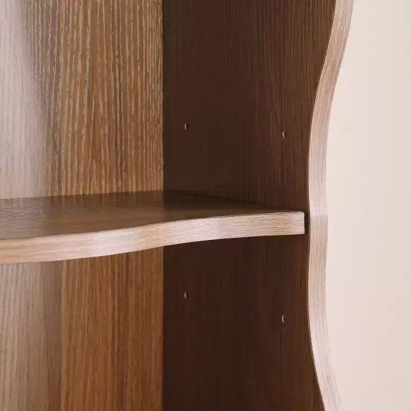 Bibliothèque réglable à 7 niveaux avec armoires supérieures et inférieures détachables, design à bords ondulés, pour salon ou bureau à domicile
