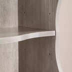 Bibliothèque réglable à 7 niveaux avec armoires supérieures et inférieures détachables, design à bords ondulés, pour salon ou bureau à domicile