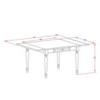Table de salle à manger 5 pièces, plateau en bois massif finition blanc lin - 4 places