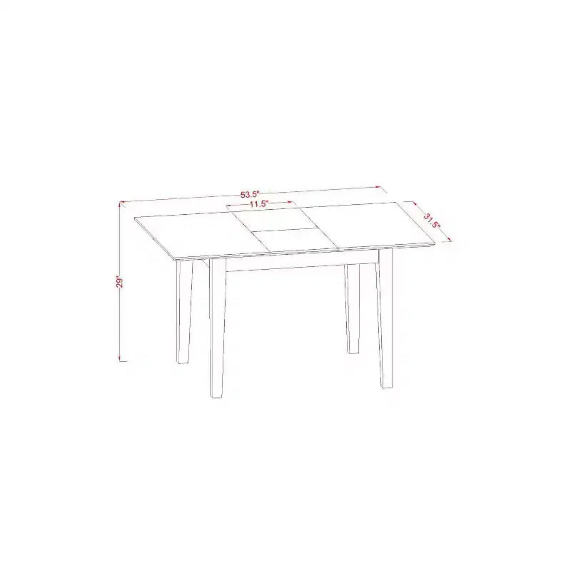 Table de salle à manger 3 pièces à plateau en bois massif finition noire
