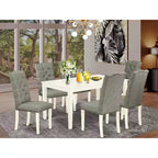 Table de salle à manger rectangulaire - Ensemble table et 6 chaises - Fini blanc lin