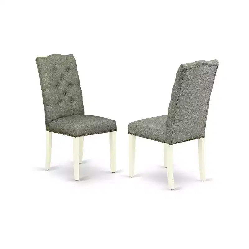 Table de salle à manger rectangulaire - Ensemble table et 6 chaises - Fini blanc lin