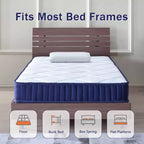Matelas hybride Twin XL 6 pouces, ressorts ensachés en mousse avec fermeté moyenne, isolation des mouvements et soulagement de la pression.