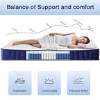 Matelas hybride Twin XL 6 pouces, ressorts ensachés en mousse avec fermeté moyenne, isolation des mouvements et soulagement de la pression.