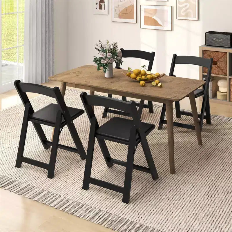 4 chaises de salle à manger avec pieds en bois d'hévéa et assise rembourrée pour la maison, le bureau et les événements
