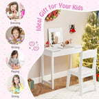 Coiffeuse et Chaise pour Enfants 2-en-1 Bureau de Maquillage Princesse
