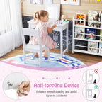 Coiffeuse et Chaise pour Enfants 2-en-1 Bureau de Maquillage Princesse