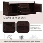 Banc de rangement en bois, Banc de rangement d'entrée avec tiroirs et armoires, Banc à chaussures de foyer avec coussin amovible pour entrée, chambre, salon
