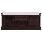 Banc de rangement en bois, Banc de rangement d'entrée avec tiroirs et armoires, Banc à chaussures de foyer avec coussin amovible pour entrée, chambre, salon