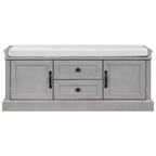Banc de rangement en bois, Banc de rangement d'entrée avec tiroirs et armoires, Banc à chaussures de foyer avec coussin amovible pour entrée, chambre, salon