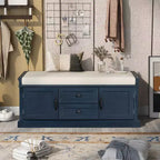 Banc de rangement en bois, Banc de rangement d'entrée avec tiroirs et armoires, Banc à chaussures de foyer avec coussin amovible pour entrée, chambre, salon