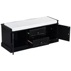 Banc de rangement en bois, Banc de rangement d'entrée avec tiroirs et armoires, Banc à chaussures de foyer avec coussin amovible pour entrée, chambre, salon
