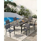 Chaises de salle à manger en aluminium pour patio (2 chaises) avec accoudoirs et siège plus large, chaises empilables toutes saisons pour balcon, jardin, arrière-cour