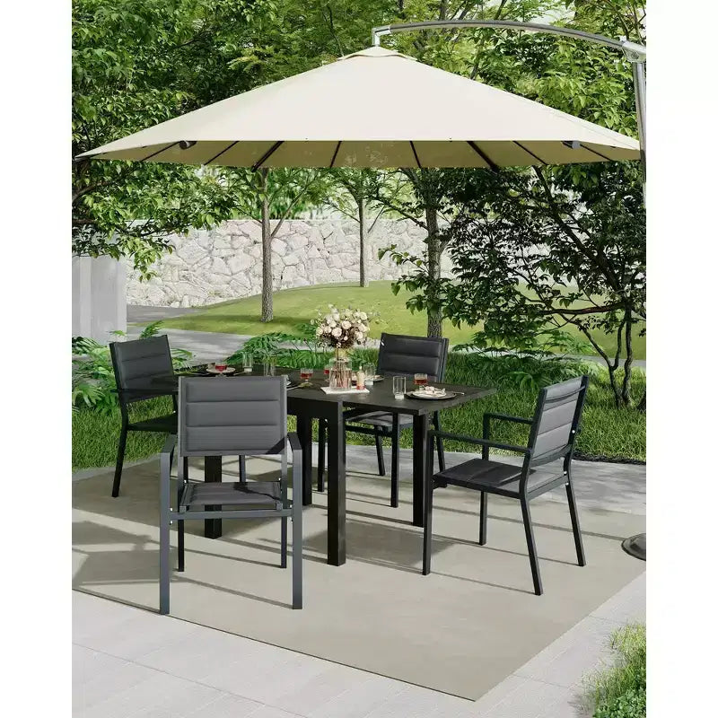 Chaises de salle à manger en aluminium pour patio (2 chaises) avec accoudoirs et siège plus large, chaises empilables toutes saisons pour balcon, jardin, arrière-cour