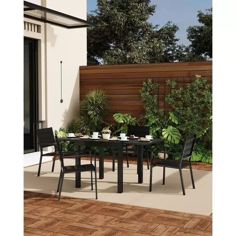 Chaises de salle à manger en aluminium pour patio (2 chaises) avec accoudoirs et siège plus large, chaises empilables toutes saisons pour balcon, jardin, arrière-cour