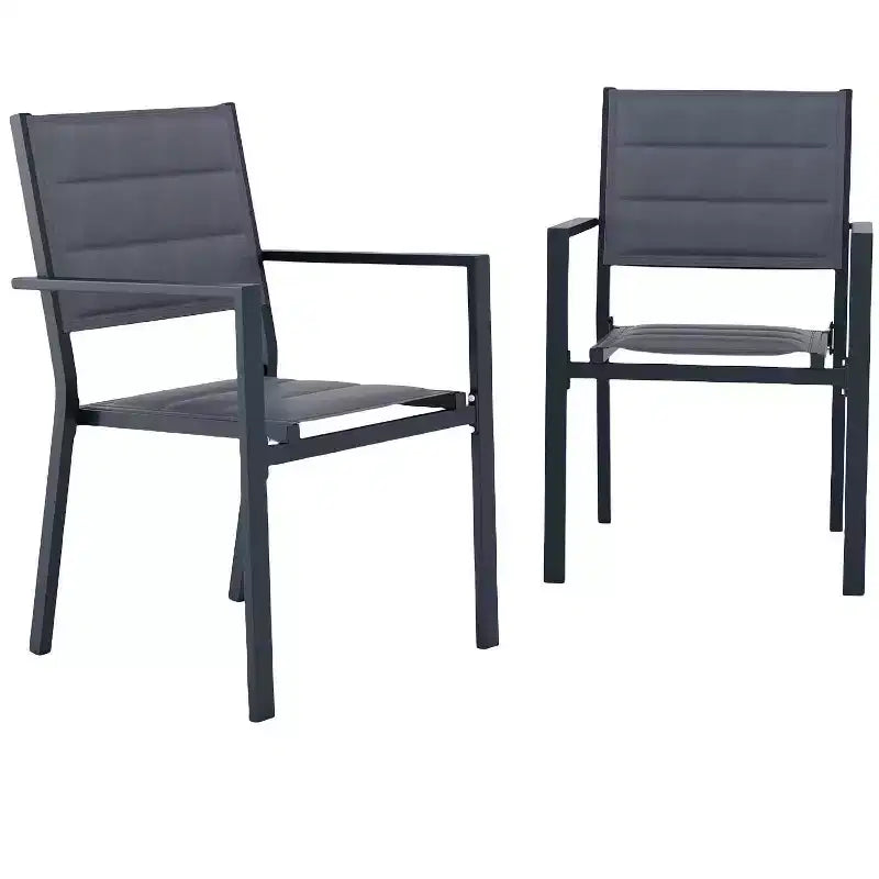 Chaises de salle à manger en aluminium pour patio (2 chaises) avec accoudoirs et siège plus large, chaises empilables toutes saisons pour balcon, jardin, arrière-cour