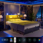 Cadre de lit avec lumière LED et station de recharge