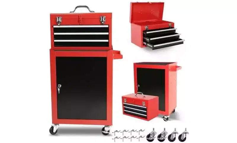 Meuble de rangement à roulettes 3 tiroirs - Roues verrouillables, grande capacité et étagères réglables, pour garage/entrepôt/atelier