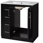 Meuble-lavabo de salle de bain de 30 po avec évier, meuble de rangement de salle de bain avec tiroirs, meuble-lavabo simple avec portes à fermeture douce
