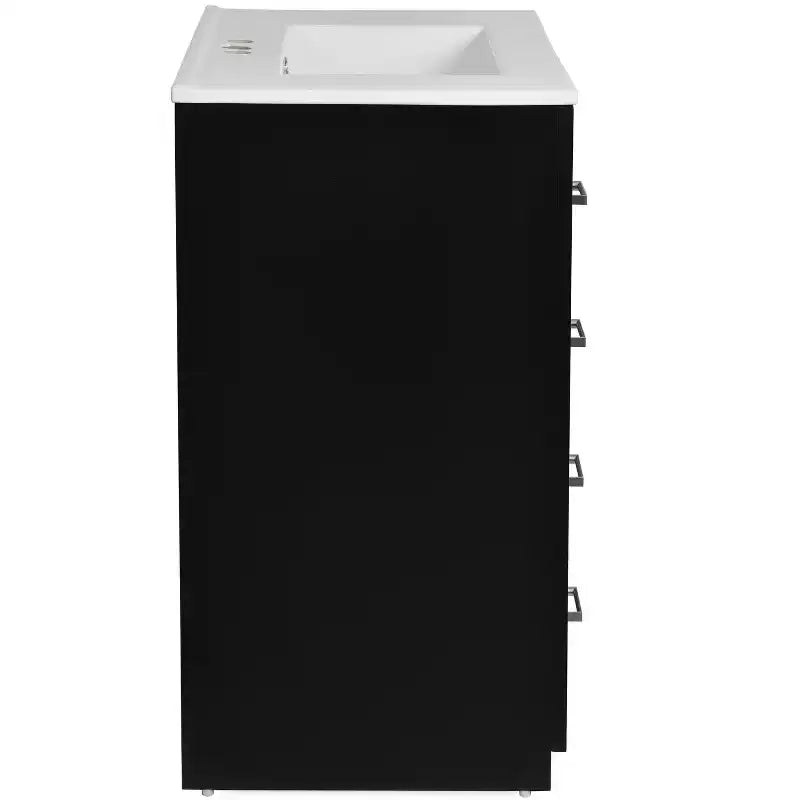 Meuble-lavabo de salle de bain de 30 po avec évier, meuble de rangement de salle de bain avec tiroirs, meuble-lavabo simple avec portes à fermeture douce