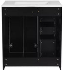 Meuble-lavabo de salle de bain de 30 po avec évier, meuble de rangement de salle de bain avec tiroirs, meuble-lavabo simple avec portes à fermeture douce
