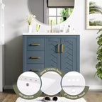 Meuble-lavabo de salle de bain de 30 po avec évier, meuble de rangement de salle de bain avec tiroirs, meuble-lavabo simple avec portes à fermeture douce