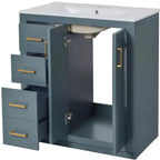 Meuble-lavabo de salle de bain de 30 po avec évier, meuble de rangement de salle de bain avec tiroirs, meuble-lavabo simple avec portes à fermeture douce