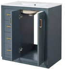Meuble-lavabo de salle de bain de 30 po avec évier, meuble de rangement de salle de bain avec tiroirs, meuble-lavabo simple avec portes à fermeture douce