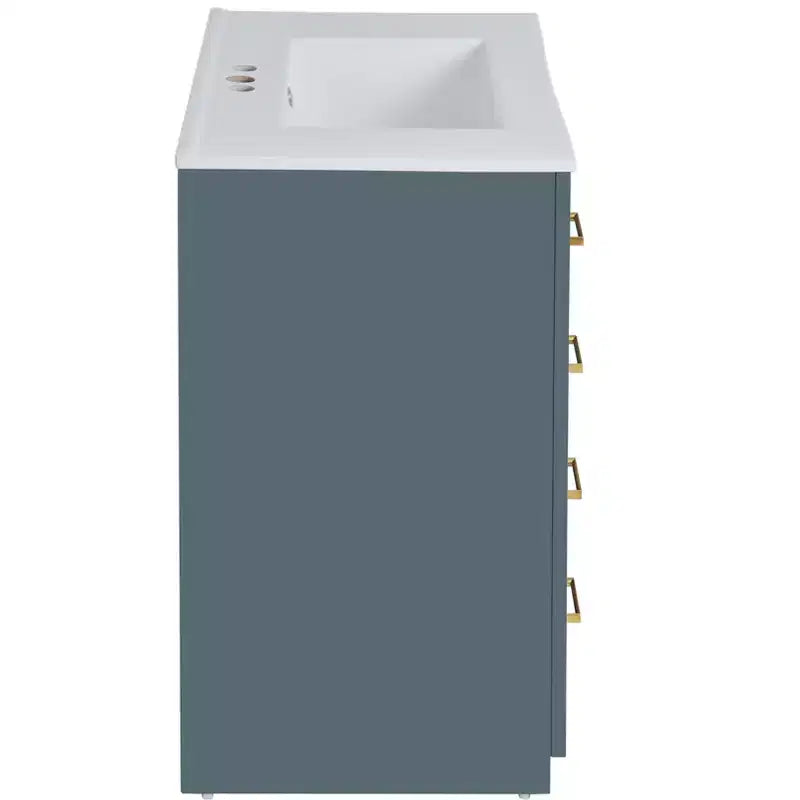 Meuble-lavabo de salle de bain de 30 po avec évier, meuble de rangement de salle de bain avec tiroirs, meuble-lavabo simple avec portes à fermeture douce