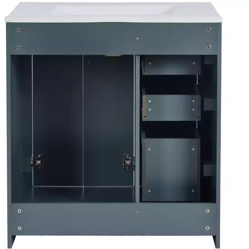 Meuble-lavabo de salle de bain de 30 po avec évier, meuble de rangement de salle de bain avec tiroirs, meuble-lavabo simple avec portes à fermeture douce