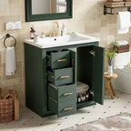 Meuble-lavabo de salle de bain de 30 po avec évier, meuble de rangement de salle de bain avec tiroirs, meuble-lavabo simple avec portes à fermeture douce