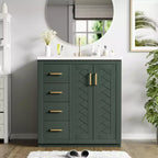 Meuble-lavabo de salle de bain de 30 po avec évier, meuble de rangement de salle de bain avec tiroirs, meuble-lavabo simple avec portes à fermeture douce