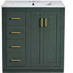 Meuble-lavabo de salle de bain de 30 po avec évier, meuble de rangement de salle de bain avec tiroirs, meuble-lavabo simple avec portes à fermeture douce