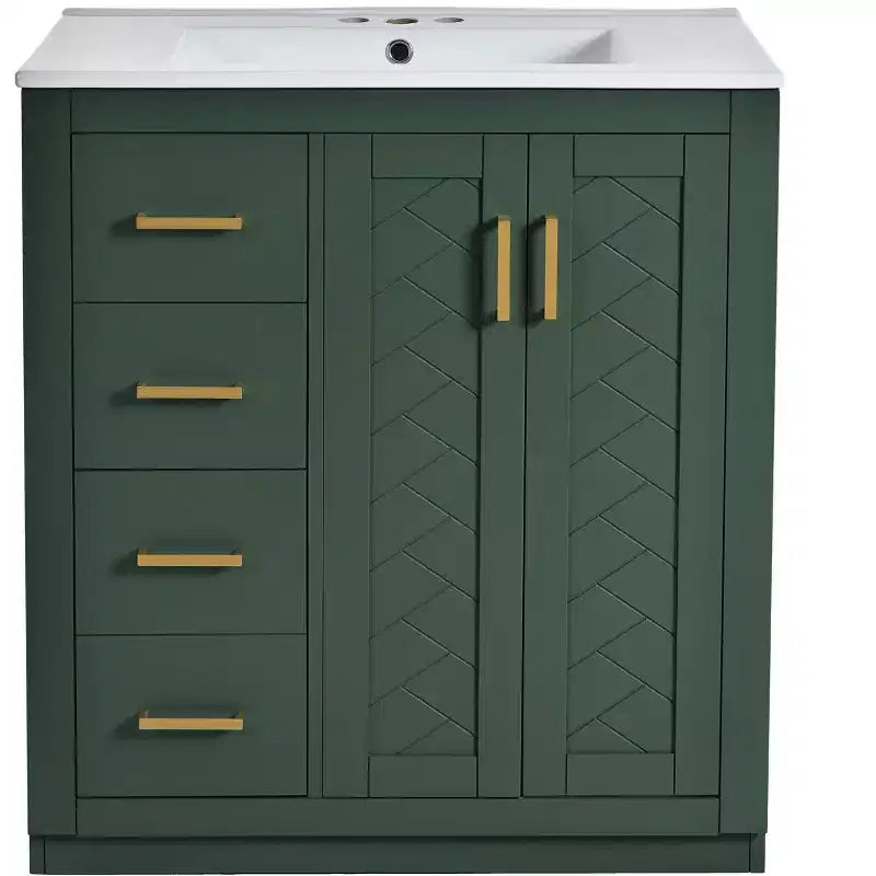 Meuble-lavabo de salle de bain de 30 po avec évier, meuble de rangement de salle de bain avec tiroirs, meuble-lavabo simple avec portes à fermeture douce