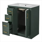 Meuble-lavabo de salle de bain de 30 po avec évier, meuble de rangement de salle de bain avec tiroirs, meuble-lavabo simple avec portes à fermeture douce