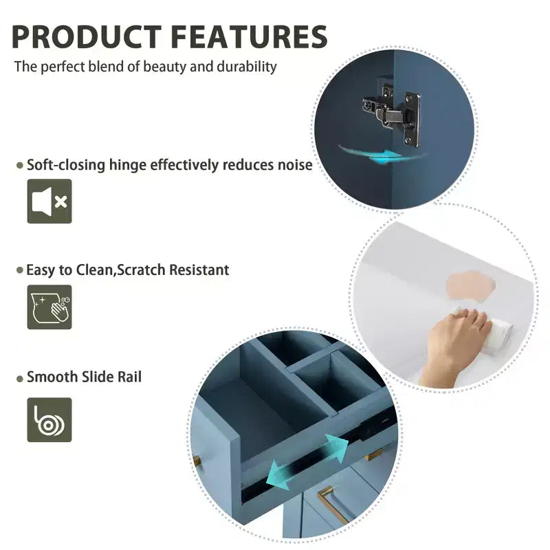 Meuble-lavabo de salle de bain de 30 po avec évier, meuble de rangement de salle de bain avec tiroirs, meuble-lavabo simple avec portes à fermeture douce