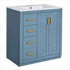 Meuble-lavabo de salle de bain de 30 po avec évier, meuble de rangement de salle de bain avec tiroirs, meuble-lavabo simple avec portes à fermeture douce