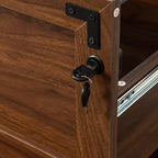 Classeur latéral à 2 tiroirs avec serrure, classeur de bureau à domicile, organisateur de dossiers verrouillable marron style ferme