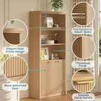 Bibliothèque à 5 étagères avec portes, Bibliothèque de rangement de 180 cm, Étagères réglables pour salon ou bureau