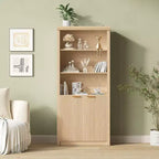 Bibliothèque à 5 étagères avec portes, Bibliothèque de rangement de 180 cm, Étagères réglables pour salon ou bureau