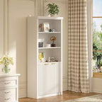 Bibliothèque à 5 étagères avec portes, Bibliothèque de rangement de 180 cm, Étagères réglables pour salon ou bureau