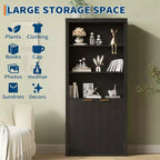 Bibliothèque à 5 étagères avec portes, Bibliothèque de rangement de 180 cm, Étagères réglables pour salon ou bureau