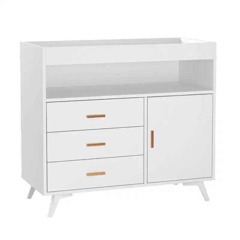 Table à langer commode, commode à 3 tiroirs avec matelas amovible et station de lange en bois pour chambre de bébé