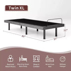 Cadre de lit ajustable Twin XL, base électrique avec télécommande sans fil, élévation tête et pieds, gravité zéro, anti-ronflement, métal et bois robustes, 3 hauteurs
